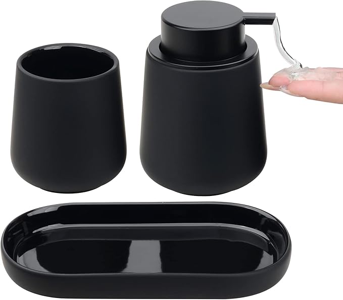 BosilunLife Bathroom Accessories Set 3 pcs (Black-Liquid)