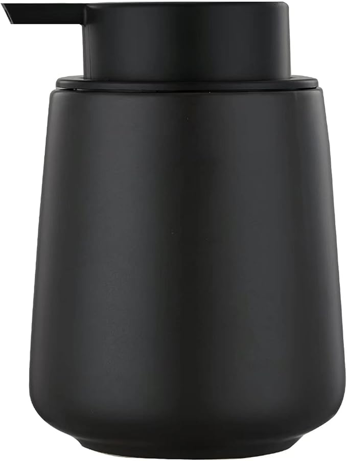 12Oz Black Soap Dispenser - Modern Ceramic Lotion Hand Soap Dispenser with Easy-to-Press Black Pump, Reusable and Refillable Liquid Dish Soap Dispensers for Bathroom & Kitchen