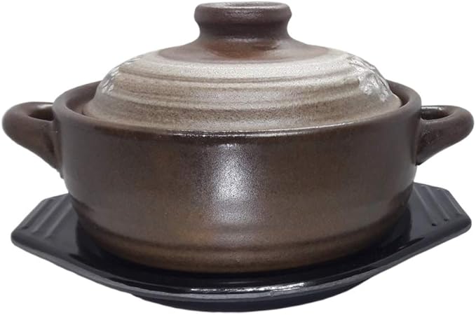 16.9ounce(500cc) Korean Traditional Ceramic Stone Bowl with Trivet for Dolsot Bibimbap Stew Soup