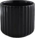 Nordic Ceramic Mug, Japanese Tea Cup 6oz Striped Cup No Handle Drinking Cup for Latte Milk Water Beverage Juice Microwave and Dishwasher Safe, Minimalist coffee Cup, Matte Black