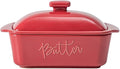 FE Butter Dish, 10 oz Ceramic Butter Keeper with Water Line, French Butter Dish with Lid for Countertop (Apple Red)