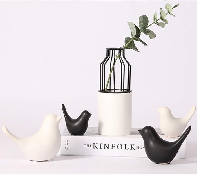 Home Small Statues Ceramic Decor Black Birds Modern Style Decorative Ornaments for Living Room