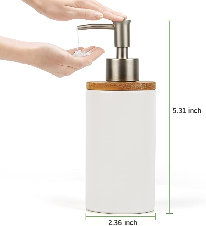 Ceramic Soap Dispenser Hand Soap Dispenser Refillable Liquid Great for Kitchen and Bathroom Decorative 2 Pack (White)