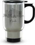 Manila Skyline Steel Mug, Asia Skyline 14oz Travel Mug with Handle & Lid Custom Travel Tumblers, Gift For Birthday, Spill Resistant Tumblers for Women, Personalized Tumbler
