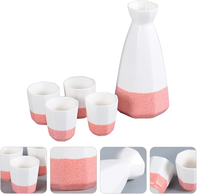 Sake Cup Set,Japanese Sake Cup,1 Set/5pcs Flagon Wine Glass Set Water Bottle Set Korean Gifts Wedding Champagne Glasses Ceramics Ceramic Drinkware