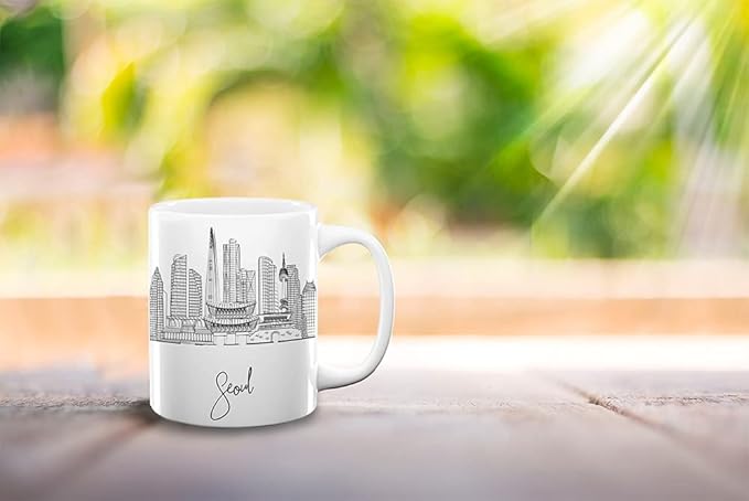 Seoul Skyline Ceramic Mug, Asia Keepsake 11oz White Mug, Custom Coffee Cup, Gift For Birthday, Asia Skyline Coffee Cup, Mugs for Women, Personalized Coffee Mugs