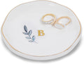 Personalized Ceramic Ring Dish, Initial Jewelry Tray for Rings, Earrings, Necklaces & Bracelets, Gift for Engagements, Birthdays, Holidays, Mom, Sister, Bridesmaid, Bride-to-Be, 4" Ring Plate