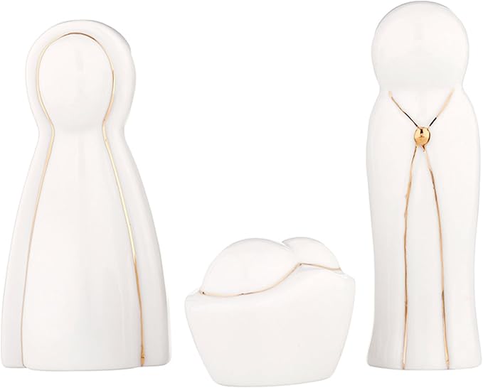 Santa Barbara Design Studio Christmas Figurines - Ceramic Holiday Figures in Keepsake Display Box, Set of 3, Holy Family