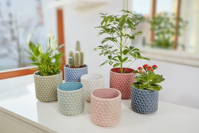 Bloomingville Stoneware Flower Pot with Polka Dots, Red Planter, 5"