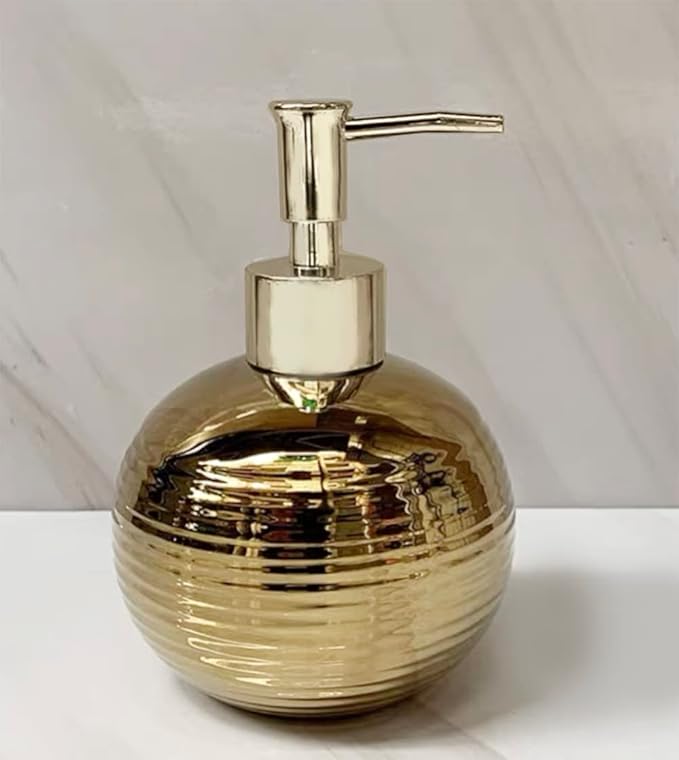 123Arts Ceramic Golden Soap Dispenser Soap Bottle Lotion Bottle with Pump