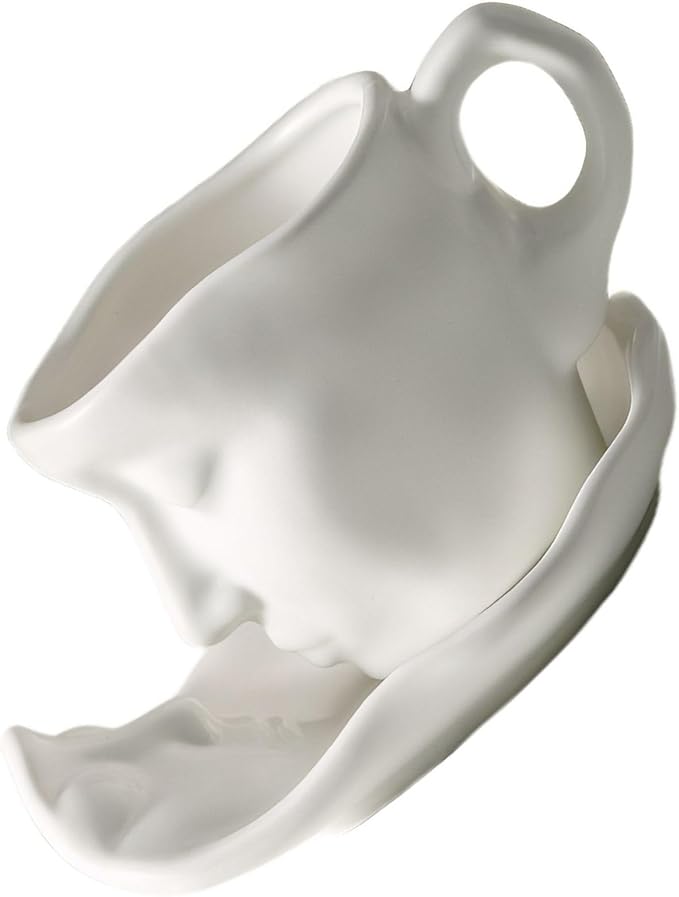 Artistic Ceramic Coffee Mug with Sculptural Face Design for Home Decor and Gift Giving