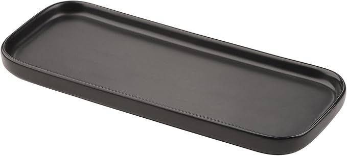 VanEnjoy Ceramic Tray for Kitchen Counter, Black Vanity Tray for Bathroom Counter, Long Narrow Tray for Soap Bottles