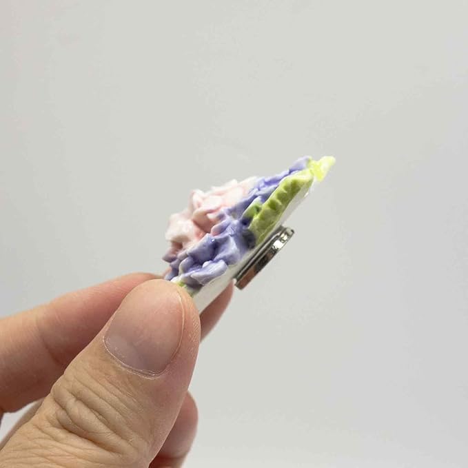 1 Pc Pink and Purple Hydrangea Magnet, Handmade 3D Ceramic Flower Refrigerator Magnet, Hydrangea Gifts for Housewarming