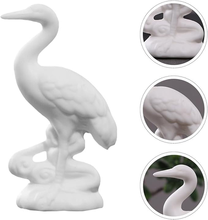 BESPORTBLE Ceramic Crane Figurine White Porcelain Decorative Ornament Stylish Asian Home Décor Accent Delicate Collectible Sculpture for Living Room Display