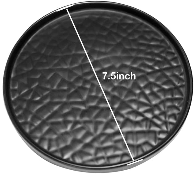 Ceramic Round Bathroom Vanity Tray, 7.5" Decorative Perfume Candle Holder Tray for Dresser Top (Black)