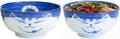JapanBargain 2471, Set of 2 Japanese Porcelain Bowls Serving Miso Soup Pho Ramen Udon Donburi and Salad, Maneki Neko Smiling Cat Pattern, 18 fl.oz. 5-inch, Blue Color, Made in Japan