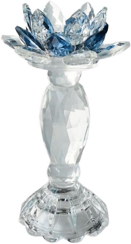 Crystal Lotus Candle Holder - Elegant Handcrafted Home Decor for Candles(Blue)