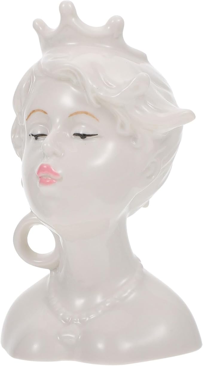 Creative Ceramic Human Face Vase Artistic Modern Minimalist Flower Pot for Indoor Home Decor and Flower Arrangements Unique Sculptural Face Modeling Adornment