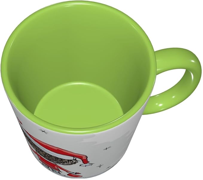 Autumn,Funny Novelty Ceramic Coffee Cups With Handle,Tropical Fall with Colorful Flowers Asian Tea Cup for Office and Home, 11 Oz,Dishwasher Microwave Safe (Green)