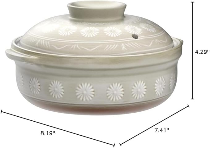 [Genuine Product] Banko Ware 21061 Ginpo Earthenware Pot (Deep Pot) No. 6 for 1 Person Hanamishima, Suitable for Direct Fire, Heat Retention, Made in Japan