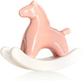 Creative Ceramic Rocking Horse Figurine – Stylish Small Desktop Sculpture for Home, Office, Entryway or Tea Table, Ideal Gift for Decoration (Pink)