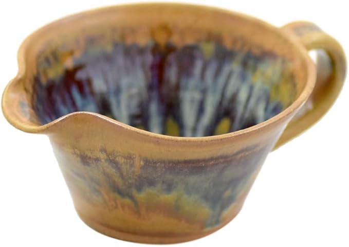 Modern Artisans Tuscan Farmhouse Collection: Stoneware Pottery Mixing Bowl with Handle (Mini Size 12 oz)