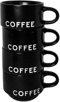 ASTRUE Espresso Cups Set of 4, 4 oz Matte Black Ceramic Demitasse Cups with Large Handles, Pro-Grade Porcelain Coffee Mugs, Dishwasher & Microwave Safe for Home, Office, Cafe