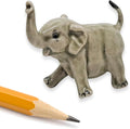ChangThai Design Tiny 1¾" Light Gray Baby Elephant Walk Lift Trunk Figurine - Miniature Hand Made Painted Ceramic Asian Elephants Cute Wild Animals Porcelain Decorative Collectible Figures Décor Gifts