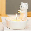 Kitten Candle Holder, Cute Cartoon Cat Candlestick Handmade Scented Candle Sticks Holder Decor Cat Lover Gifts Ca-t Home Decor Candlestick (Not Included Candles)(Color:White)