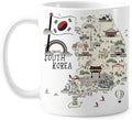 South Korea Map Landmarks Mug Pottery Ceramic Coffee Porcelain Cup Tableware