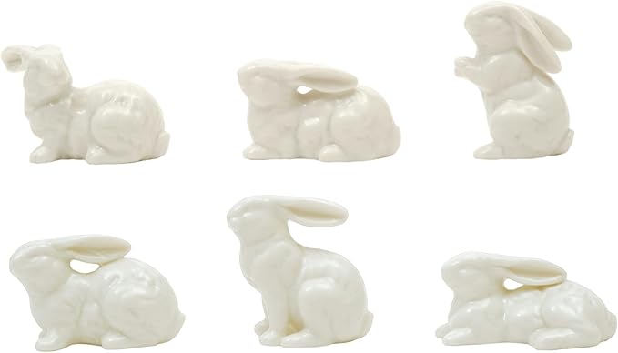 Creative Co-Op White Ceramic Bunnies (Set of 6 Pieces)
