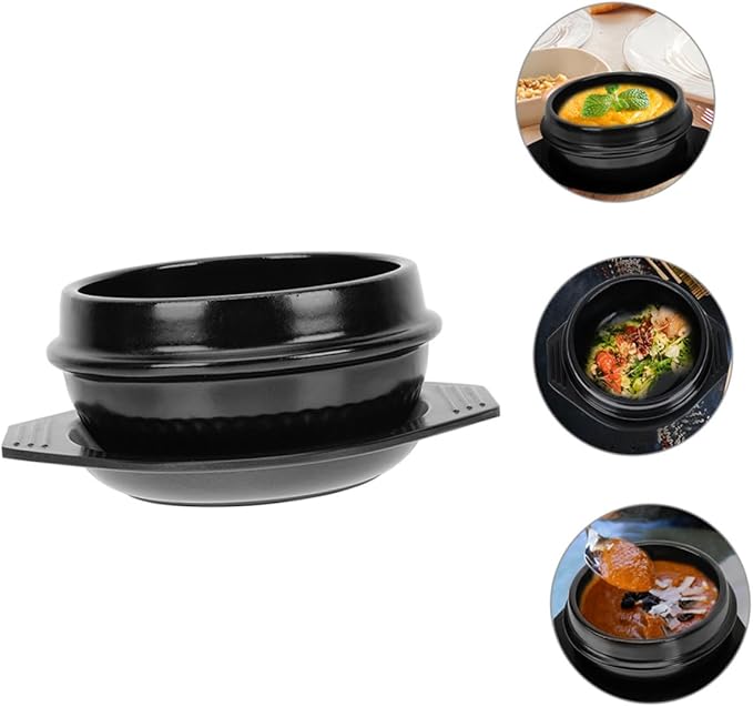 Non-stick Korean Stone Pot for Bibimbap Dolsot Pot Set Ceramic Casserole Heat Resistant Cooking