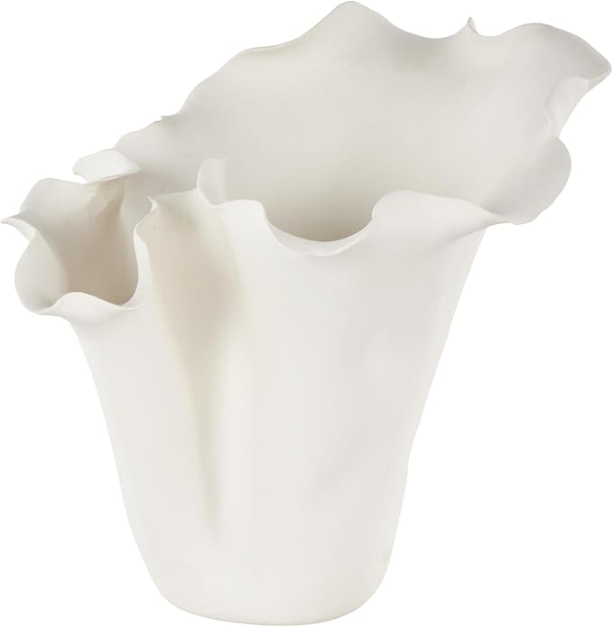 Deco 79 Ceramic Floral Decorative Vase, Abstract Floral Inspired Centerpiece, Flower Vase for Home Decoration, Cream, 10" x 10" x 10"
