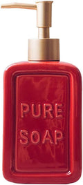 Red Ceramics Retro Soap Dispenser Soap Bottle Lotion Bottle with Pump