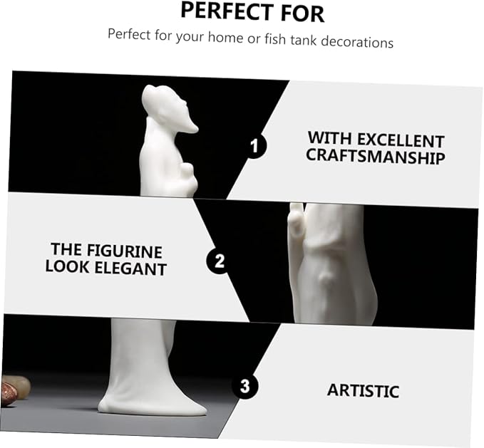 Luxshiny Figurine Portrait Ceramic Sculpture for Fish Tank Decoration Elegant Desktop Adornment for Home Office for