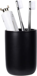 BosilunLife Ceramic Toothbrush Holder - 12oz Bathroom Toothbrush Holder Black Tooth Brush Holders Tumbler Cups Reusable Toothbrush Mouthwash Cup Small Toothbrush and Toothpaste Holder