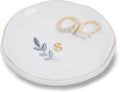 Personalized Ceramic Ring Dish, Initial Jewelry Tray for Rings, Earrings, Necklaces & Bracelets, Gift for Engagements, Birthdays, Holidays, Mom, Sister, Bridesmaid, Bride-to-Be, 4" Ring Plate