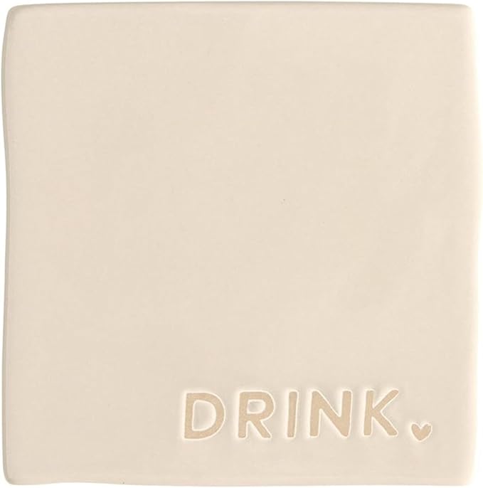 Santa Barbara Design Studio Ceramic Christmas Coasters - Holiday Table Décor, Set of 4, Joy Love Drink Be Merry