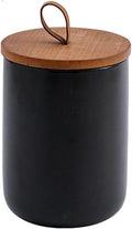 MilkyWay Ceramic Food Storage Jar, Storage Canisters with Airtight Seal Bamboo Lid Modern Design Seal Damp-Proof Kitchen Jar for Coffee, Tea, Spice and More (Black 800ml)