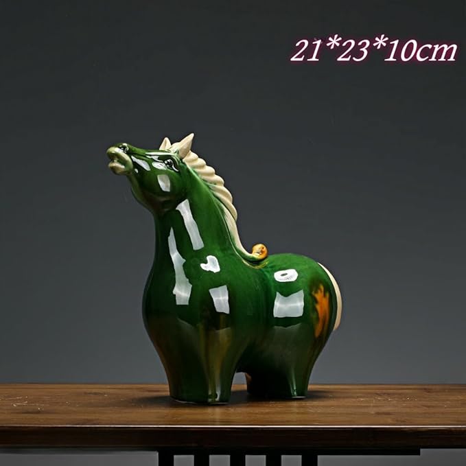Sculptures/Statues Ceramic Couple Abstract Cute Pony Sculpture Home Decor Crafts Ornaments Emerald Green Head Up