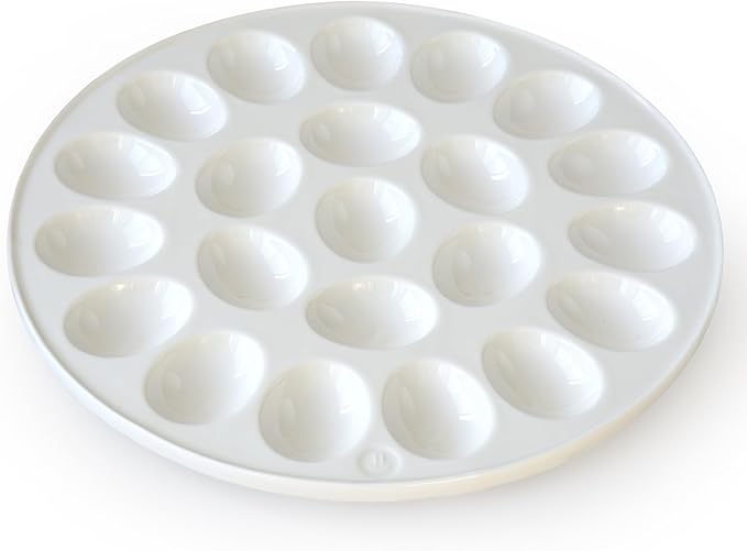 Cinf Ceramic Deviled Egg Containers Deviled Egg Platter Easter Gift Carrier Holder Trays with 22 Slots for Holiday Party and Home Kitchen,Dishwasher Safe,White (No lid included)