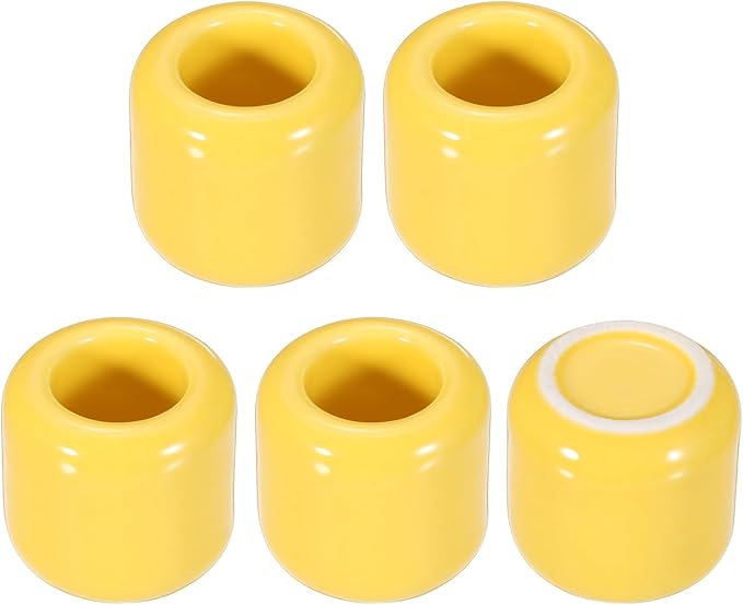 uxcell 5 Pcs Ceramic Chime Candle Holders, Small Ceramic Candle Holders for Birthday Parties Dinners Weddings Table Centerpiece Gatherings Anniversaries Occasions, Yellow