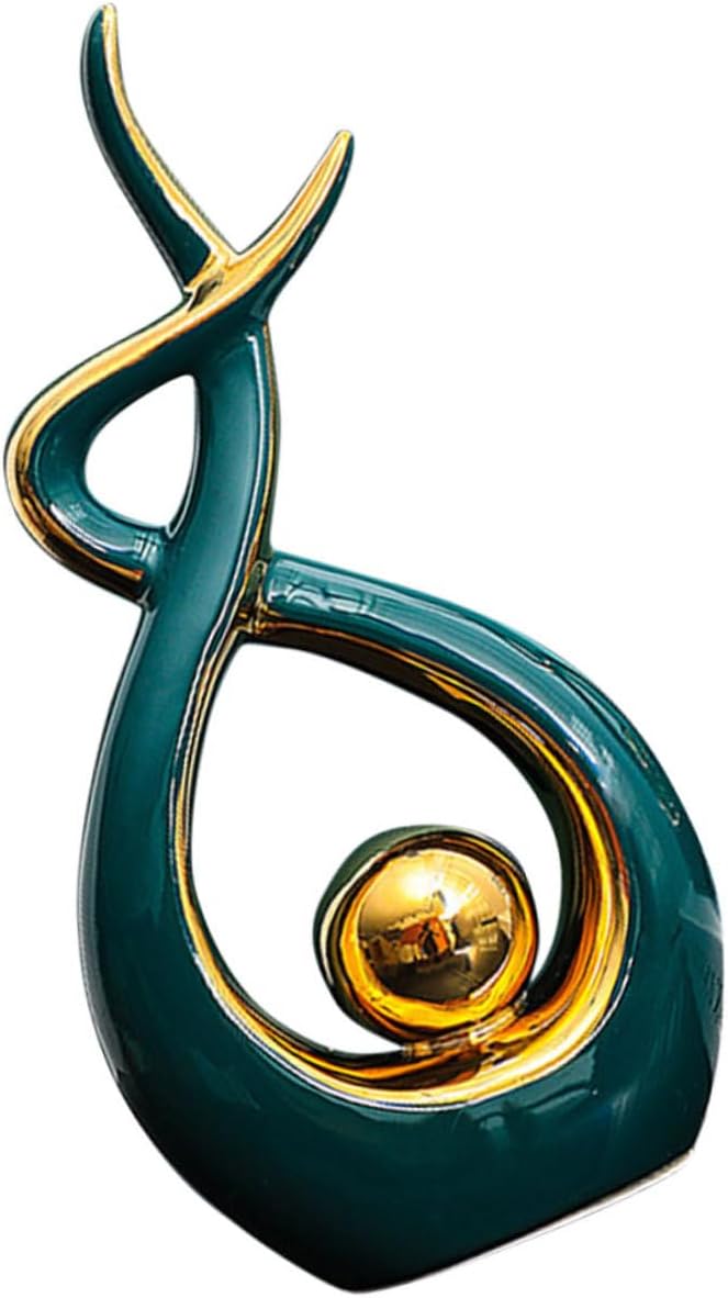 LIFKOME Ceramic Abstract Sculpture for Decor Unique Artistic Ornament for Bookshelf Tv Cabinet and Dining Table Centerpiece Contemporary Stylish Figurine and Finish