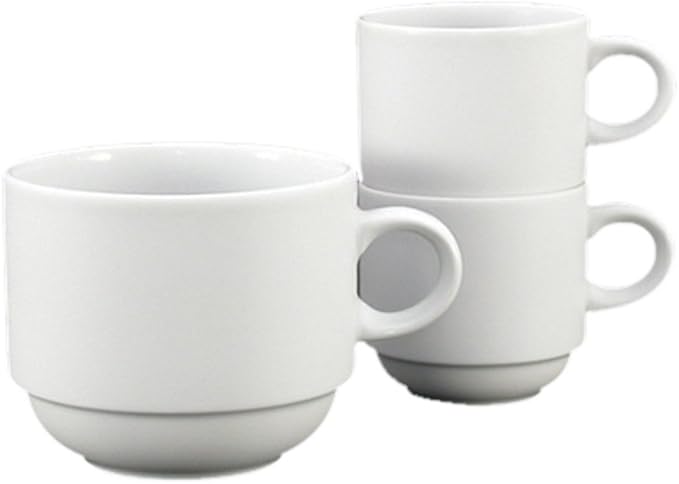 Fortessa Fortaluxe SuperWhite Vitrified China Dinnerware, Cassia 3-Ounce Stackable Espresso Cup, Set of 6