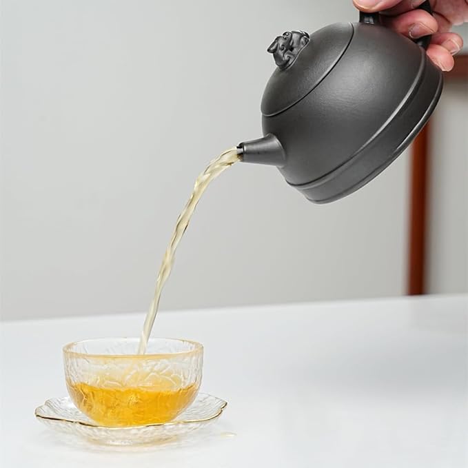 Yixing Clay Teapot 10oz Handmade Zisha Tea Pot Chinese Kungfu Tea Set Kettle (Clay Black 9oz)