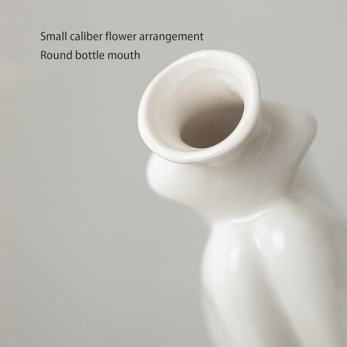 Abstract Body Shaped Ceramic Vase, Artistic White Ceramic Flower Vase for Home Decor, Table Centerpiece, Modern Aesthetic (Slender waist-7.87'' H)
