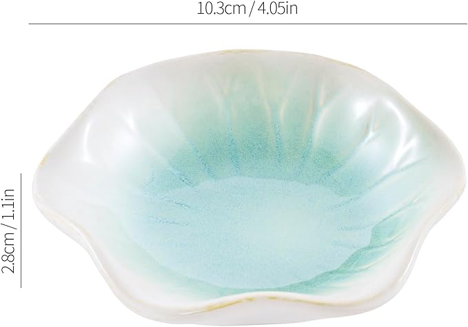 Vintage-Inspired Ceramic Jewelry Dish – Handcrafted Floral Trinket Trays in Luxe Glazed Porcelain | Antique-Style Ring Holders for Vanity & Dresser Décor (1, Kiln turned lotus turns white and green)