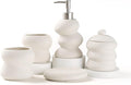 Bathroom Accessory Set 5PCS, Ceramic Bathroom Accessories Set, Irregular Shape Small Bathroom Sets Accessories Complete, Home Apartment Minimalist Decor Vanity Countertop, Beige, ANTIS'S HOME
