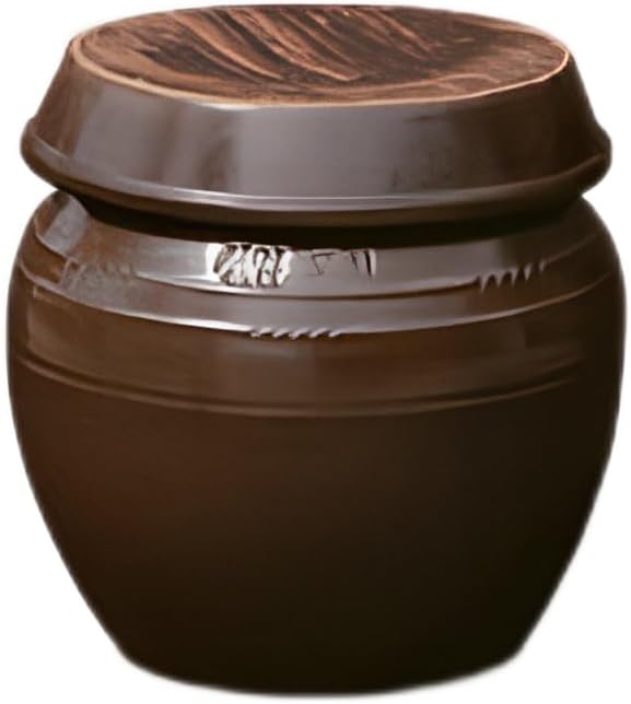 Earthenware Onggi Korean Traditional Clay Jar Ceramic Canister/Handmade Food Sauce Storage Container for Tea, Coffee Bean, Salt/Breathing Clay Pot Kimchi Fermentation Crock (3L(0.8 gal))