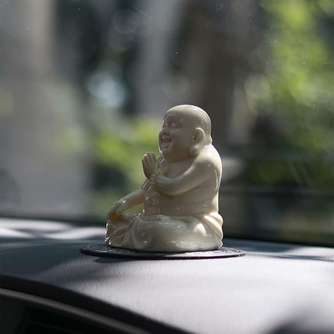 Buddha， Sculpture，Buddha Adornments buddha statue decoration 4" Happy Buddha Statue Ceramics Buddha Figurine And Collectibles Maitreya Home Decor, Car Decor, Yoga Zen Decor, East Asian Décor gifts ( S